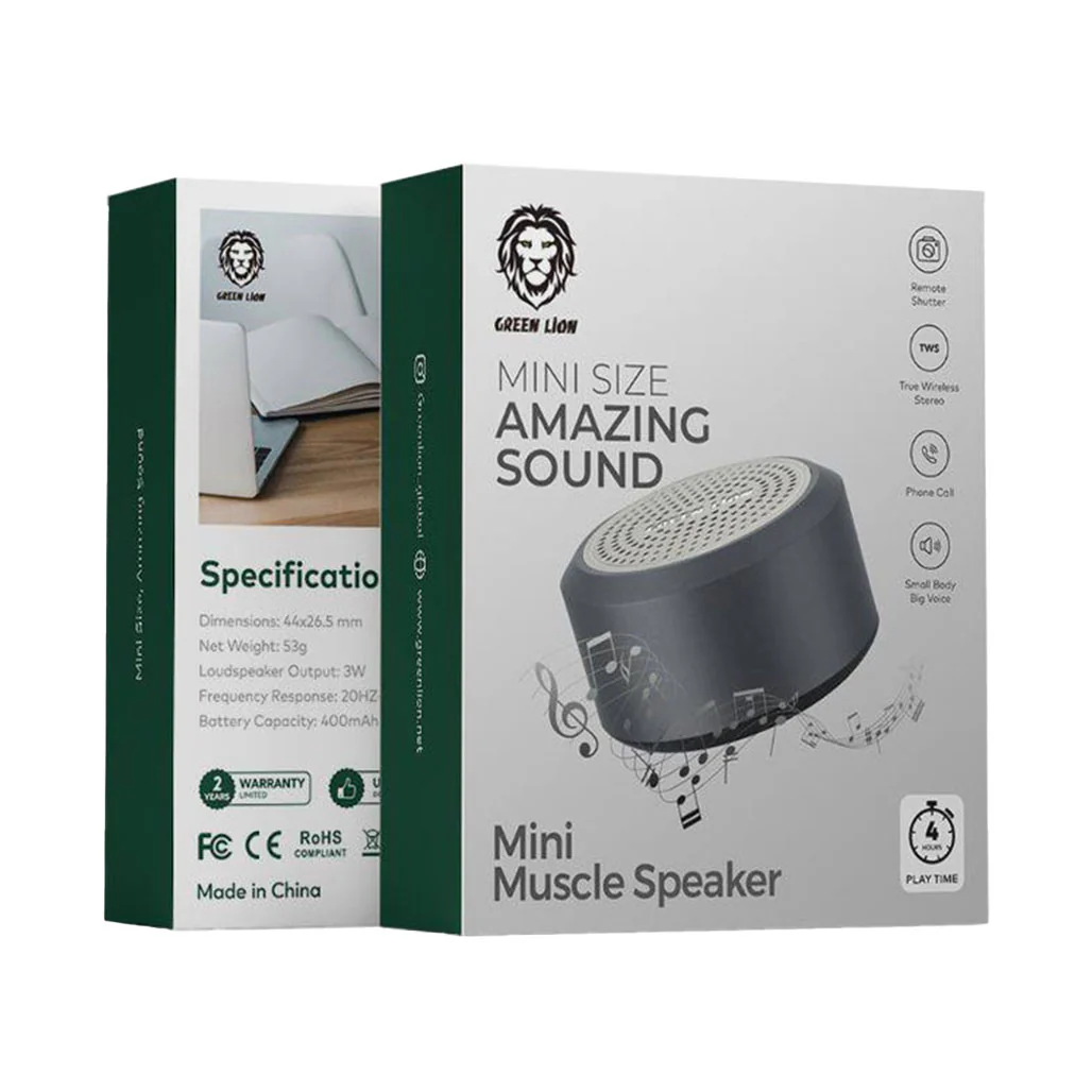Green Lion Mini Muscle Speaker - Grey - GNMINIMSLSPGY - Image 2