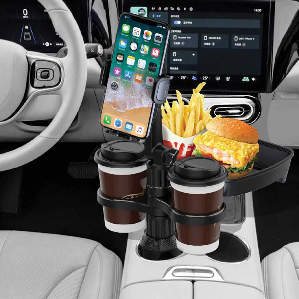 Green Lion Multi-Functional Car Cup Holder with Food Tray & Adjustable Phone Mount - Image 2