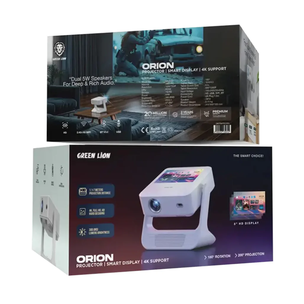 Green Lion Orion Portable Projector – White | High-Definition Home & Business Projection - Image 2