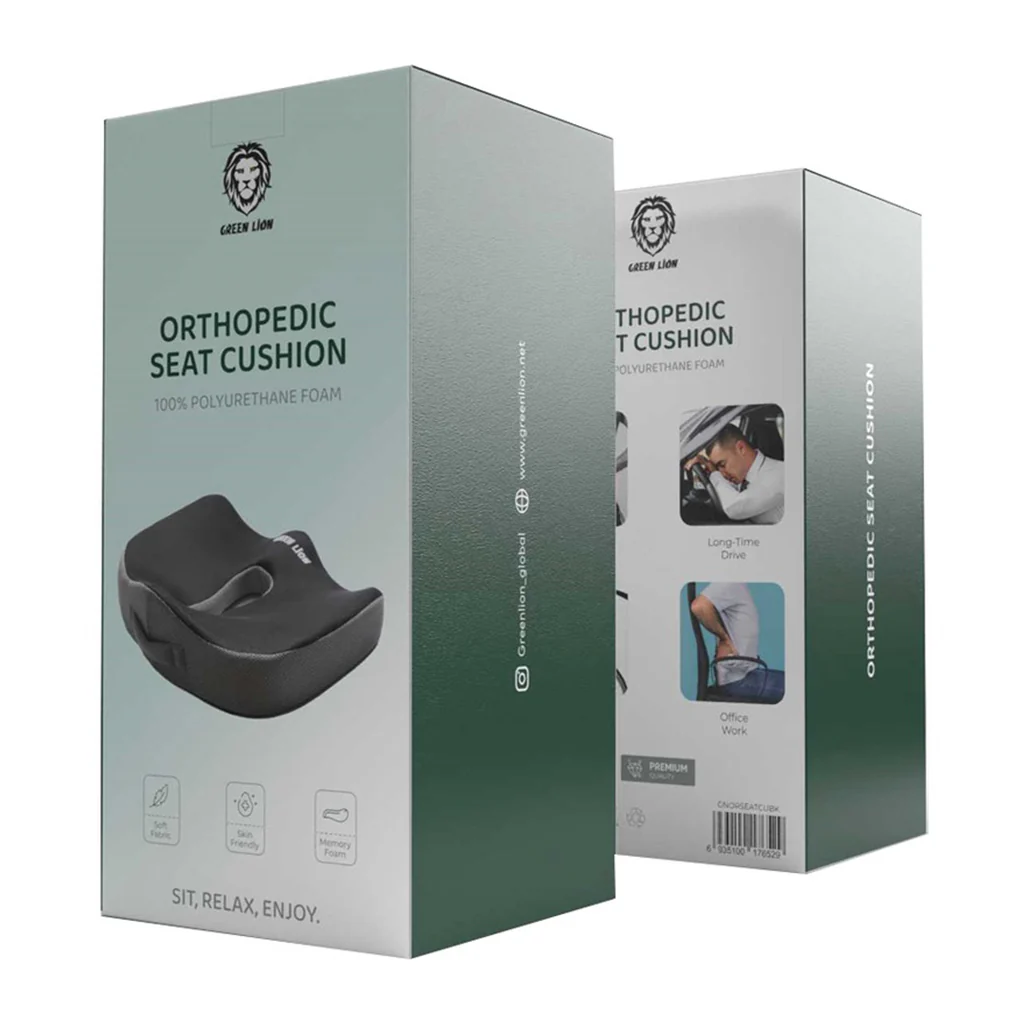 Green Lion Orthopedic Memory Foam Seat Cushion - Black, Soft & Portable for Maximum Comfort - Image 2