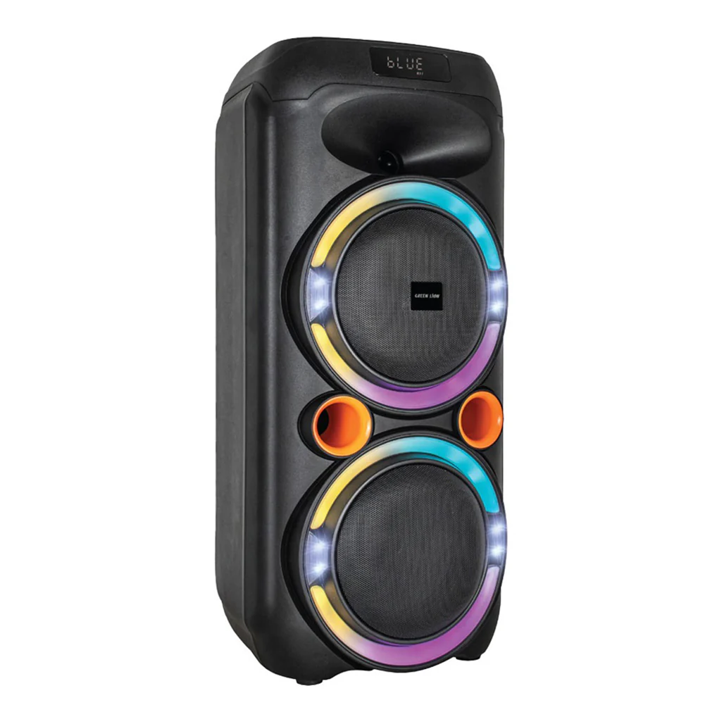Green Lion PartyLife 300 Bluetooth Speaker - Black | High-Powered Sound with Deep Bass, Light Show, Wireless microphone & Remote