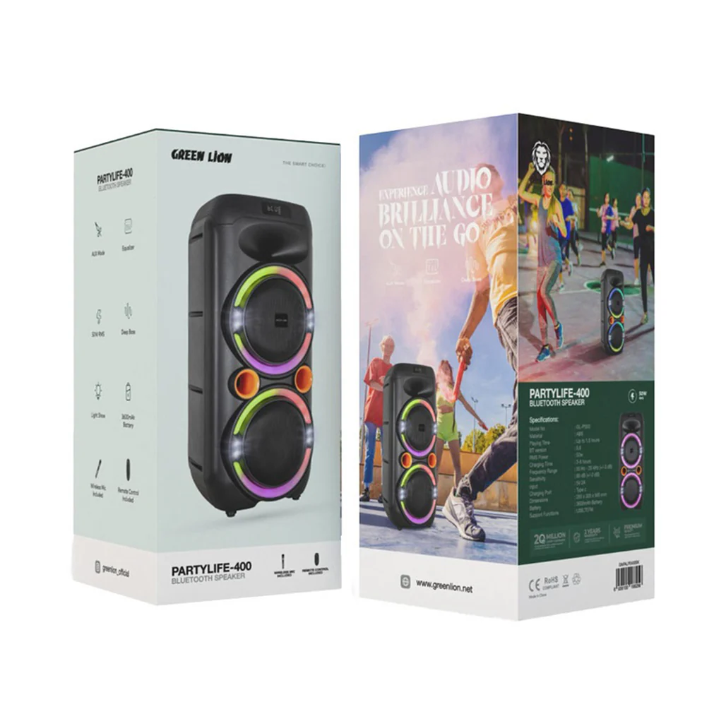 Green Lion PartyLife 400 Bluetooth Speaker – Black | Includes Wireless microphone & Remote - Image 2