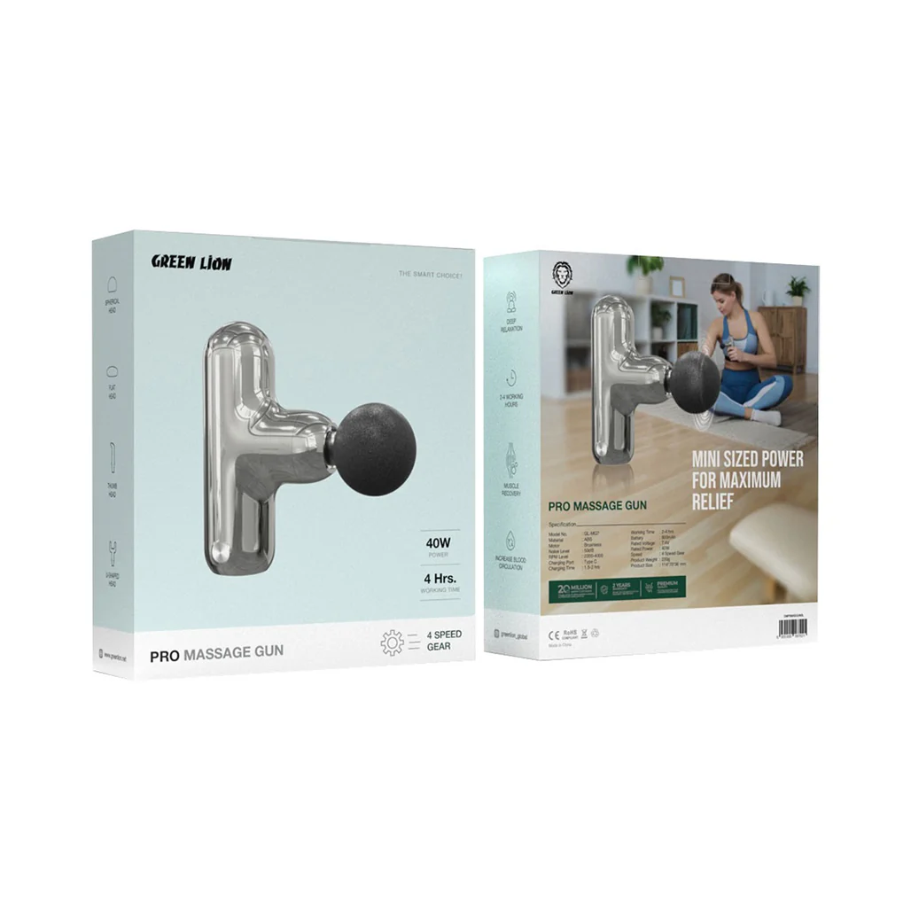 Green Lion Pro Massage Gun - Silver | Ultimate Stress Relief & Relaxation - Image 2