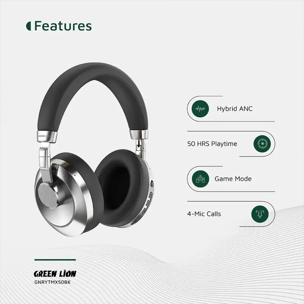 Green Lion Rhythm X50 ANC Wireless Headphone - Image 3