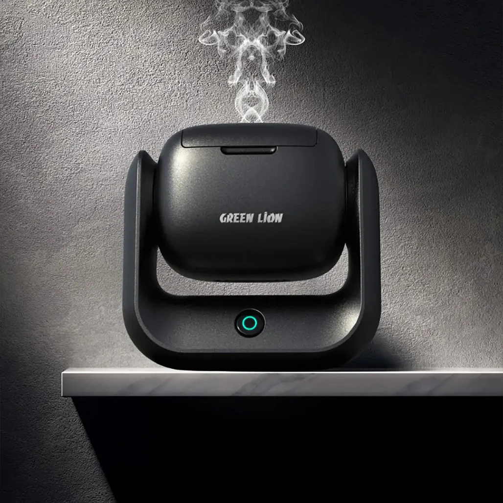 Green Lion Rotatable Incense Burner - Black | Portable Fragrance Diffuser with 90° Rotation - Image 4
