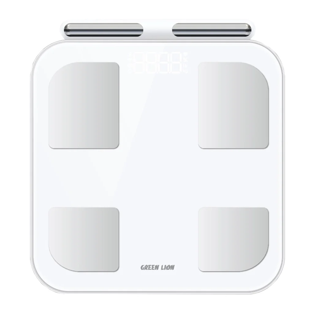 Green Lion Smart Body Scale with 8 Electrodes, Bluetooth 5.0, and 180kg Capacity - White