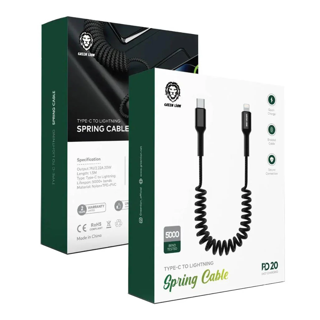 Green Lion Spring Cable (1.5m) USB-C to Lightning