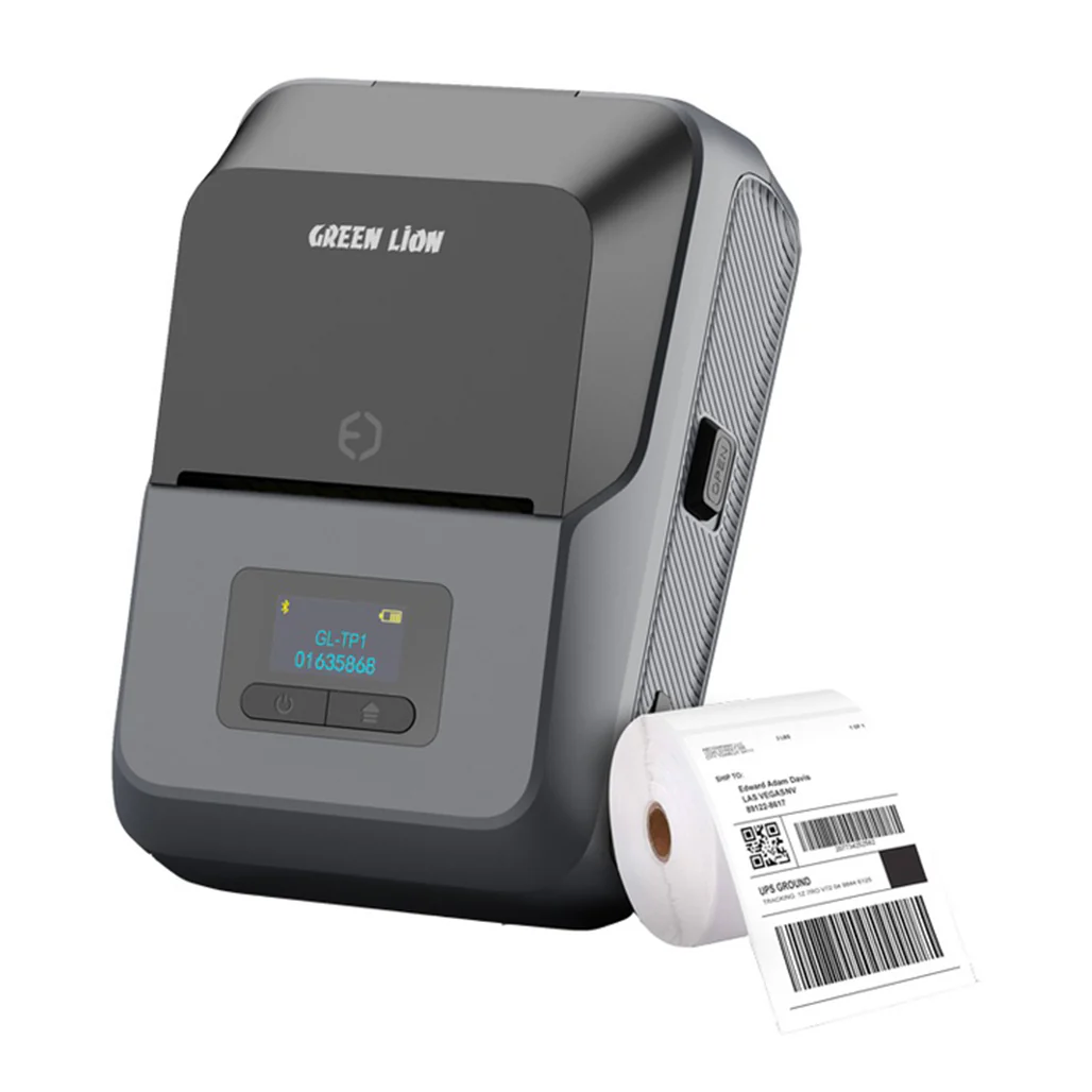 Green Lion Thermal Printer - Gray | Portable Bluetooth Label Printer with 203 DPI Resolution
