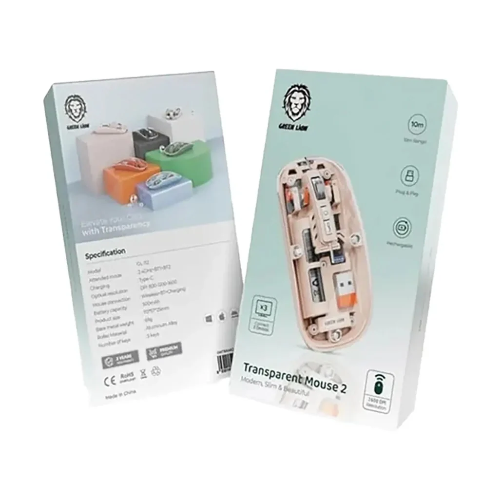 Green Lion Transparent Mouse 2 1600DPI - Image 2