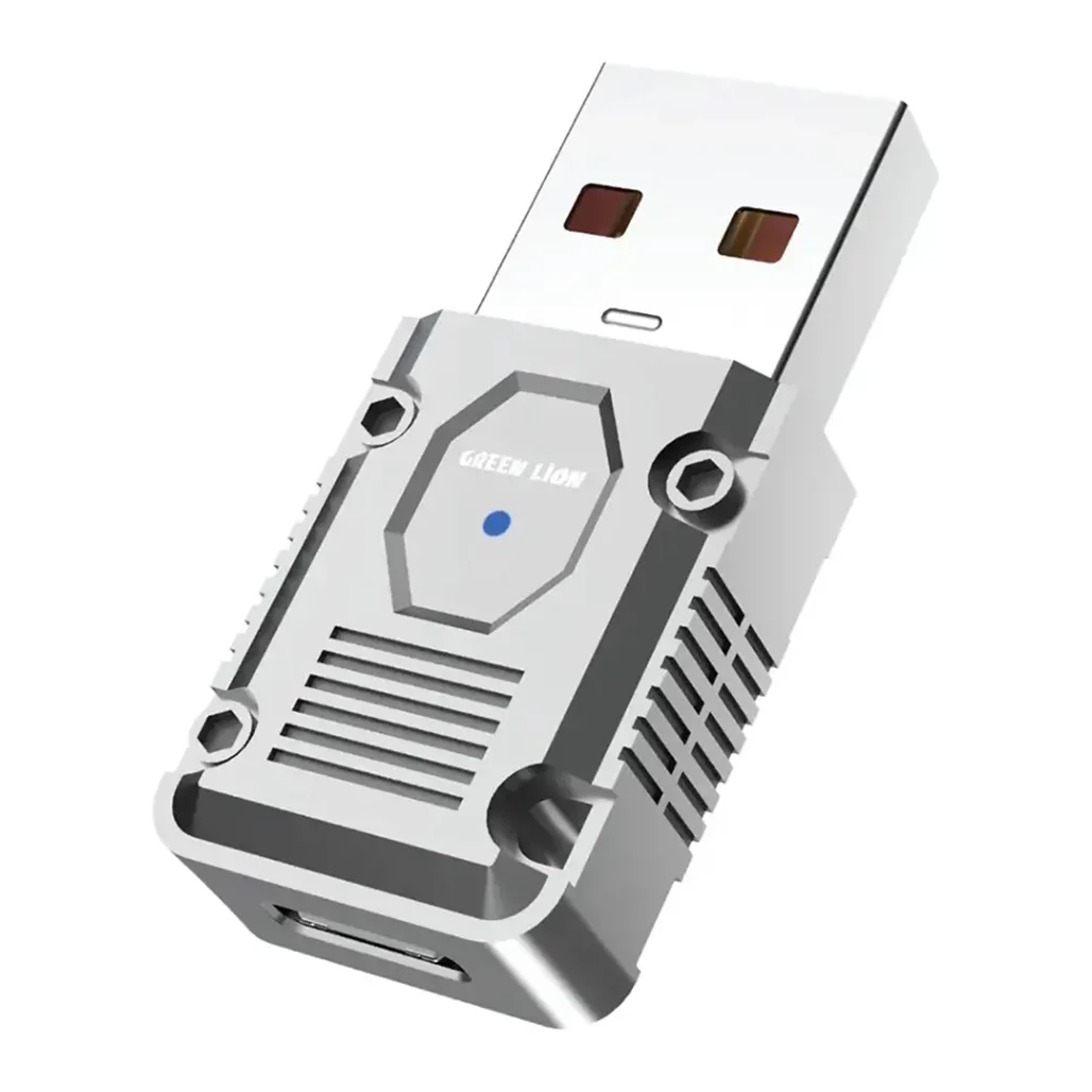 Green Lion USB-A to USB-C OTG Adapter 120W Fast Charging & 10Gbps Data Transfer – Silver