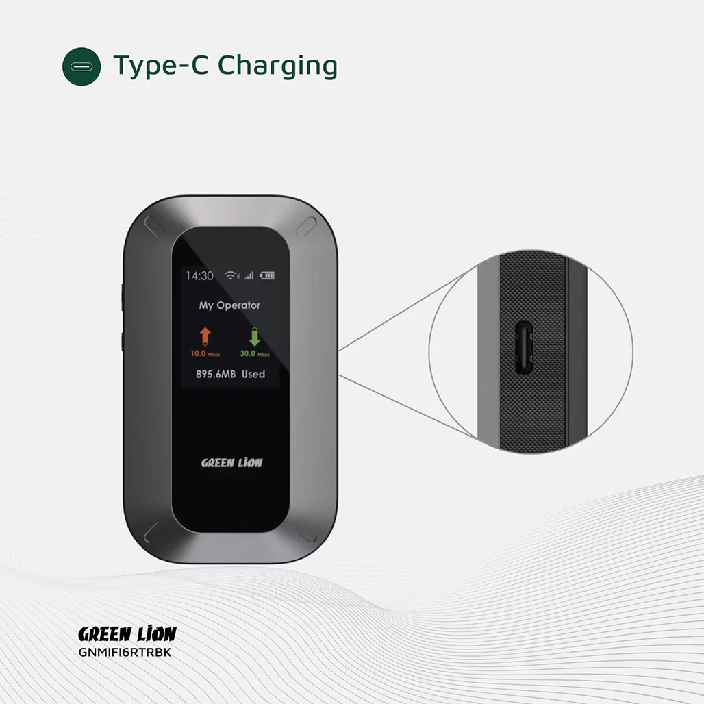 Green Lion WiFi 6 Portable MiFi Router – 4G LTE/3G Nano SIM, USB-C, 3000mAh Battery - Image 7