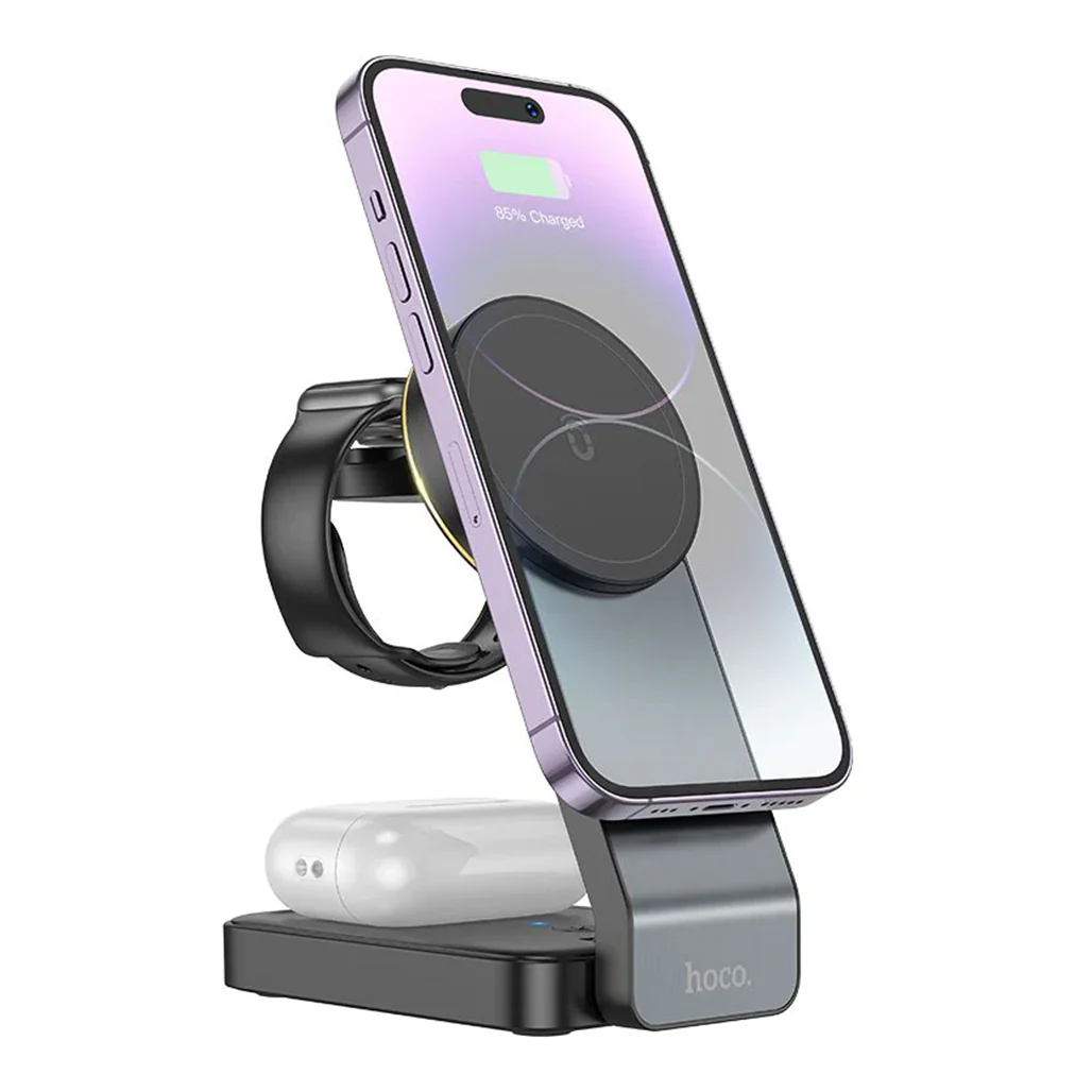 Hoco CQ3 15W Motorcycle Folding 3in1  Magnetic Fast Wireless Charger for Apple - Image 2