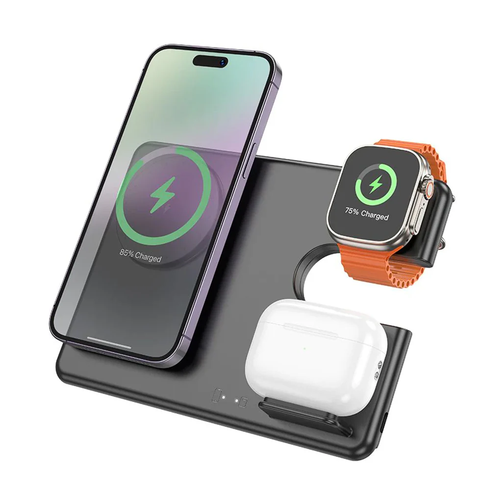 Hoco Flash CQ1 Wireless Charging 3-in-1 Foldable Desktop Stand for Apple Devices