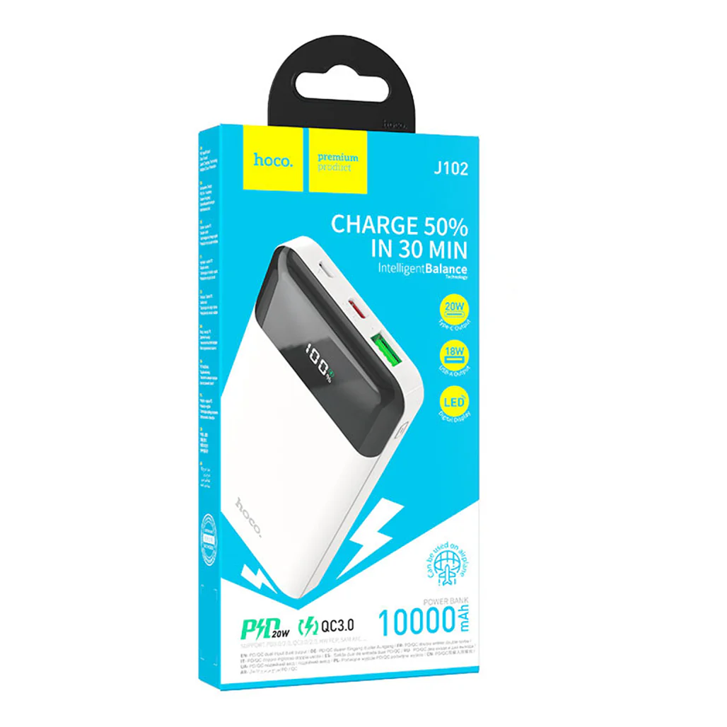 HOCO J102 10000mAh Power Bank with PD20W + QC3.0 Fast Charging - Image 4