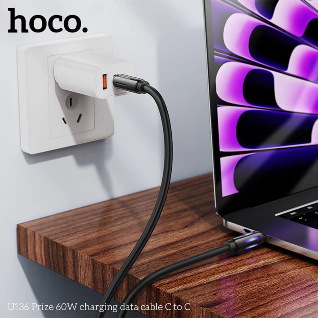 Hoco U136 60W Zinc Alloy USB-C to USB-C Fast Charging Cable 1.2m - Image 6