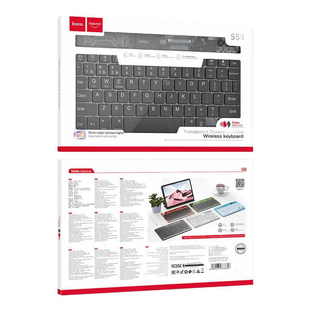 Hoco S55 Transparent Discovery Edition Wireless Keyboard - Image 4