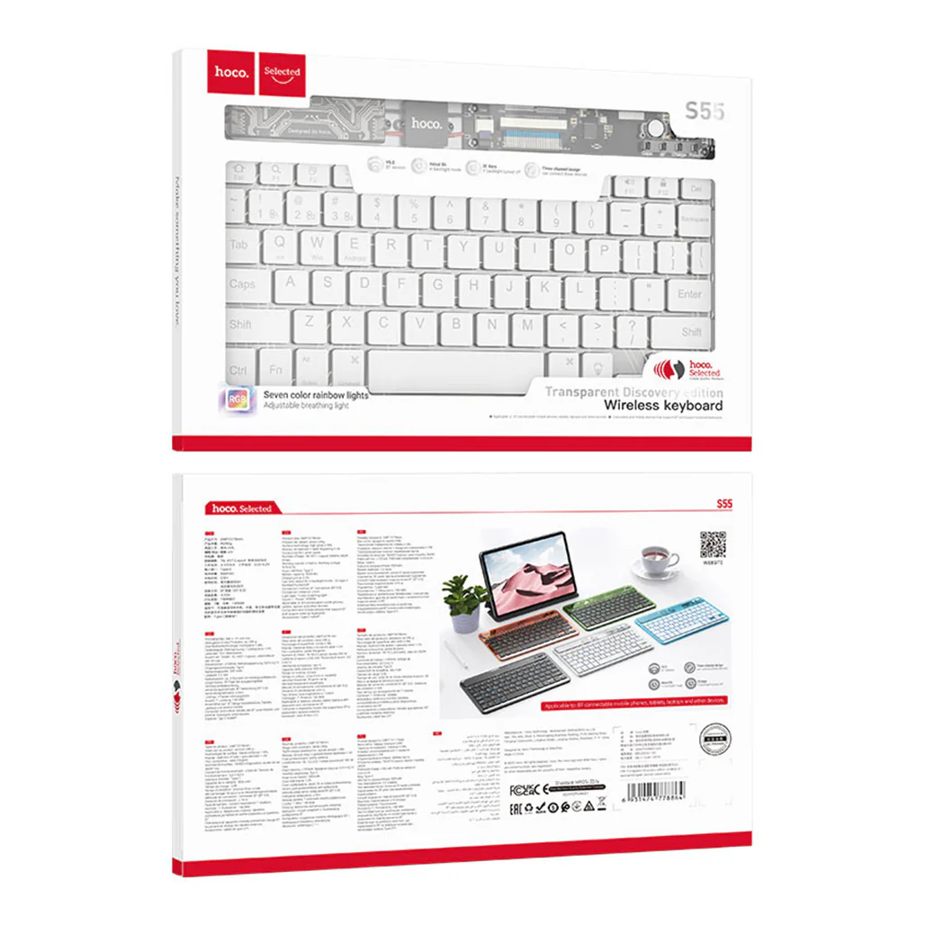 Hoco S55 Transparent Discovery Edition Wireless Keyboard - Space White - Image 4