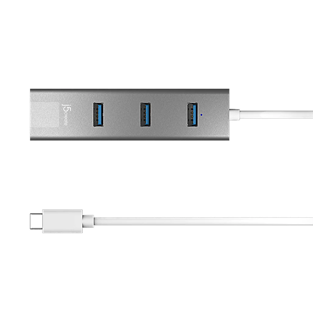 J5 Create USB-C® 3-Port Hub with Gigabit Ethernet JCH474 – High-Speed Data Transfer and Wired Network Connectivity - Image 4