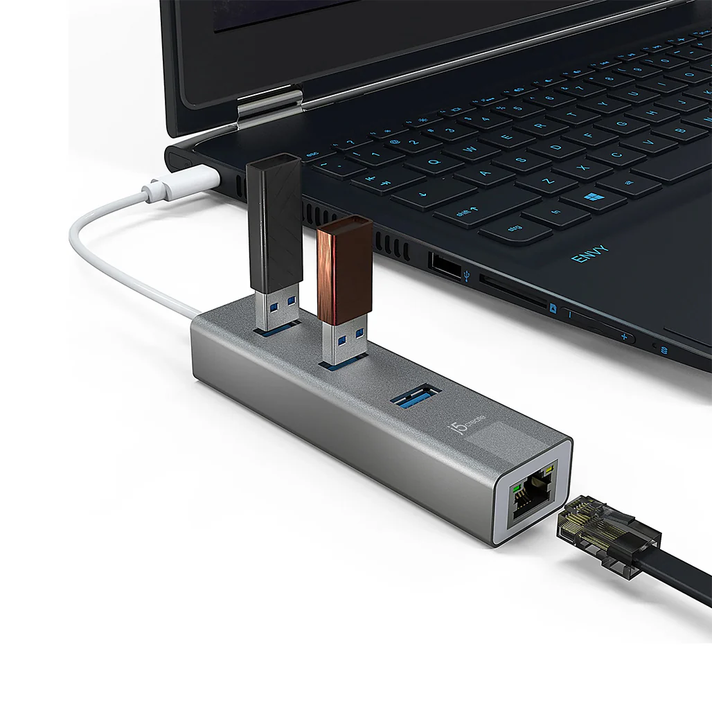 J5 Create USB-C® 3-Port Hub with Gigabit Ethernet JCH474 – High-Speed Data Transfer and Wired Network Connectivity - Image 5