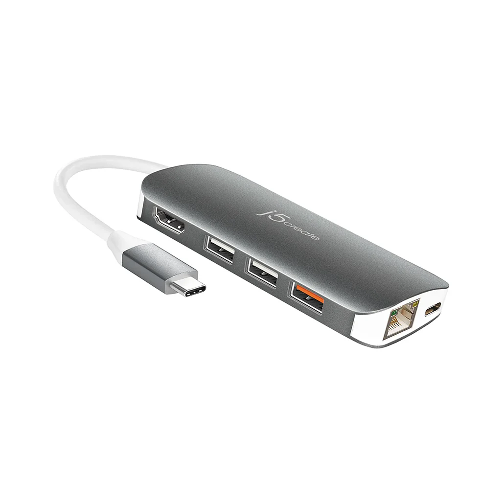 J5 Create USB-C Multi Adapter JCD383 - 9-in-1 Portable Hub with 4K HDMI, Power Delivery, and Gigabit Ethernet