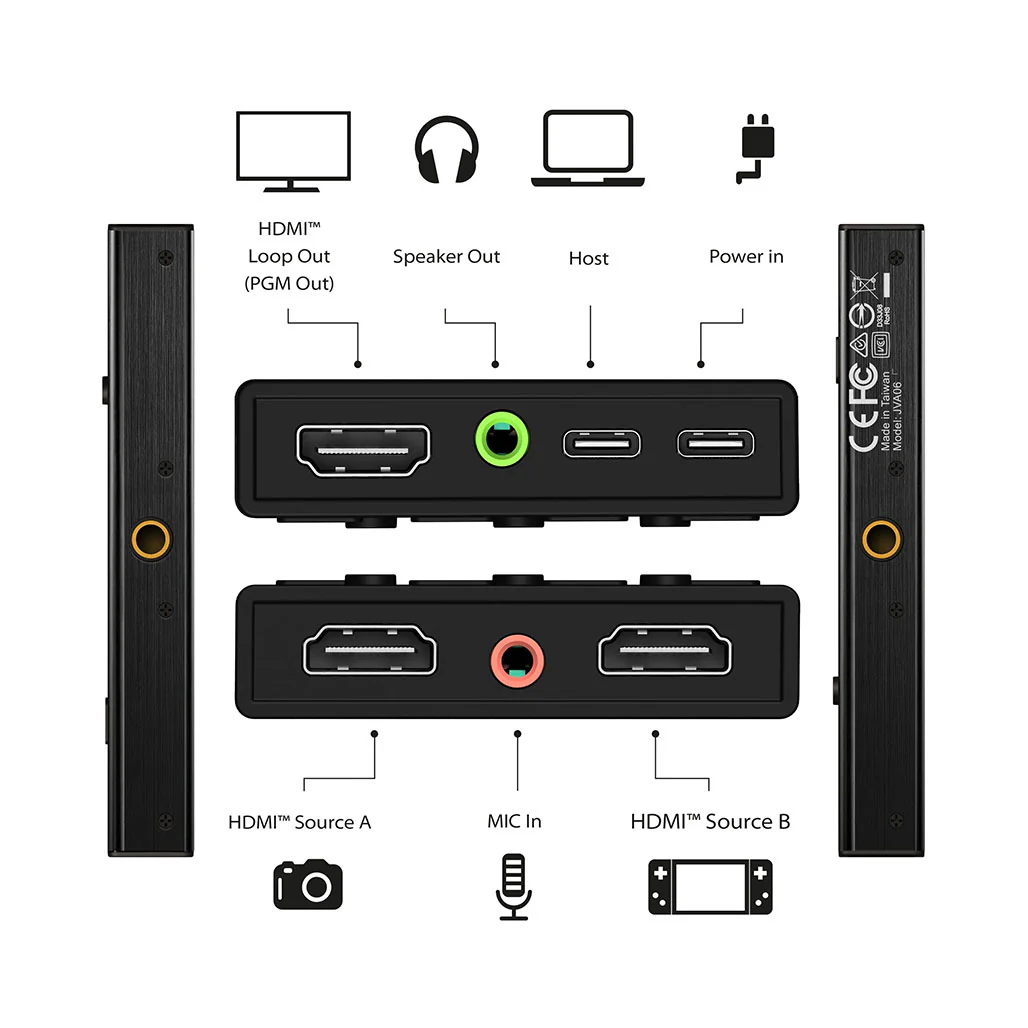 J5Create Dual HDMI™ Video Capture with Power Delivery 60W – JVA06 | 1080p Video Capture and Streaming Device - Image 3