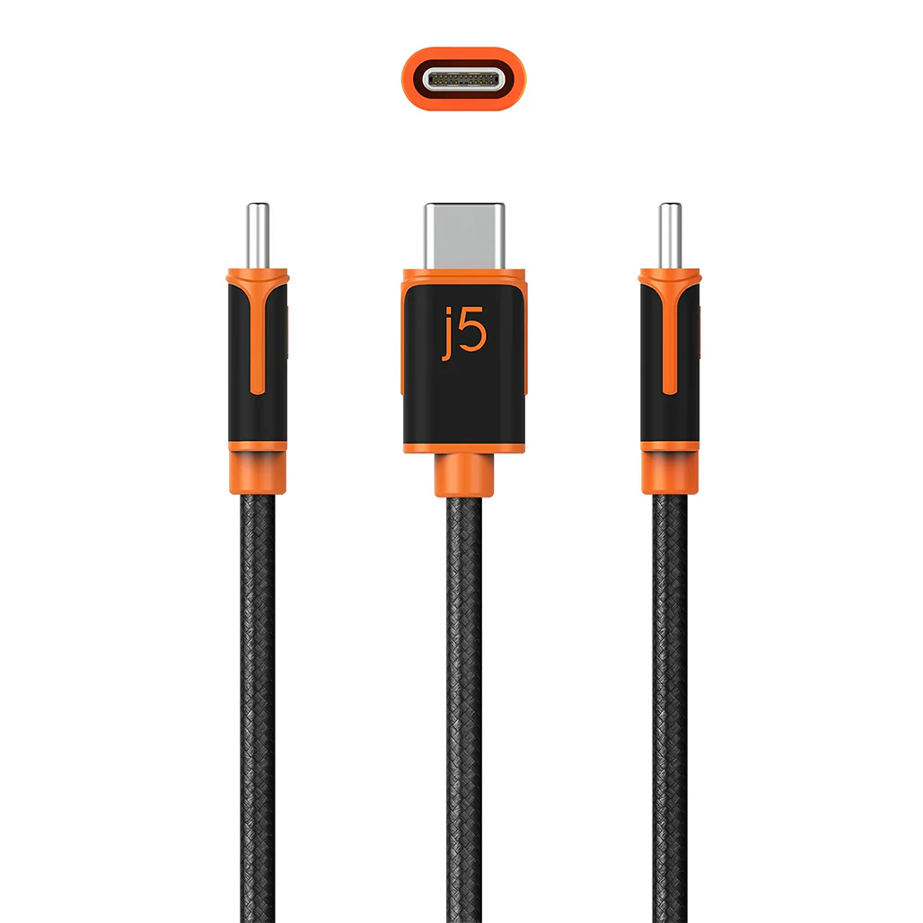 J5Create JUCX24 USB-C™ to USB-C™ Sync & Charge Cable - 6 ft Durable Braided Polyester, High-Speed Data Transfer & Charging - Image 3