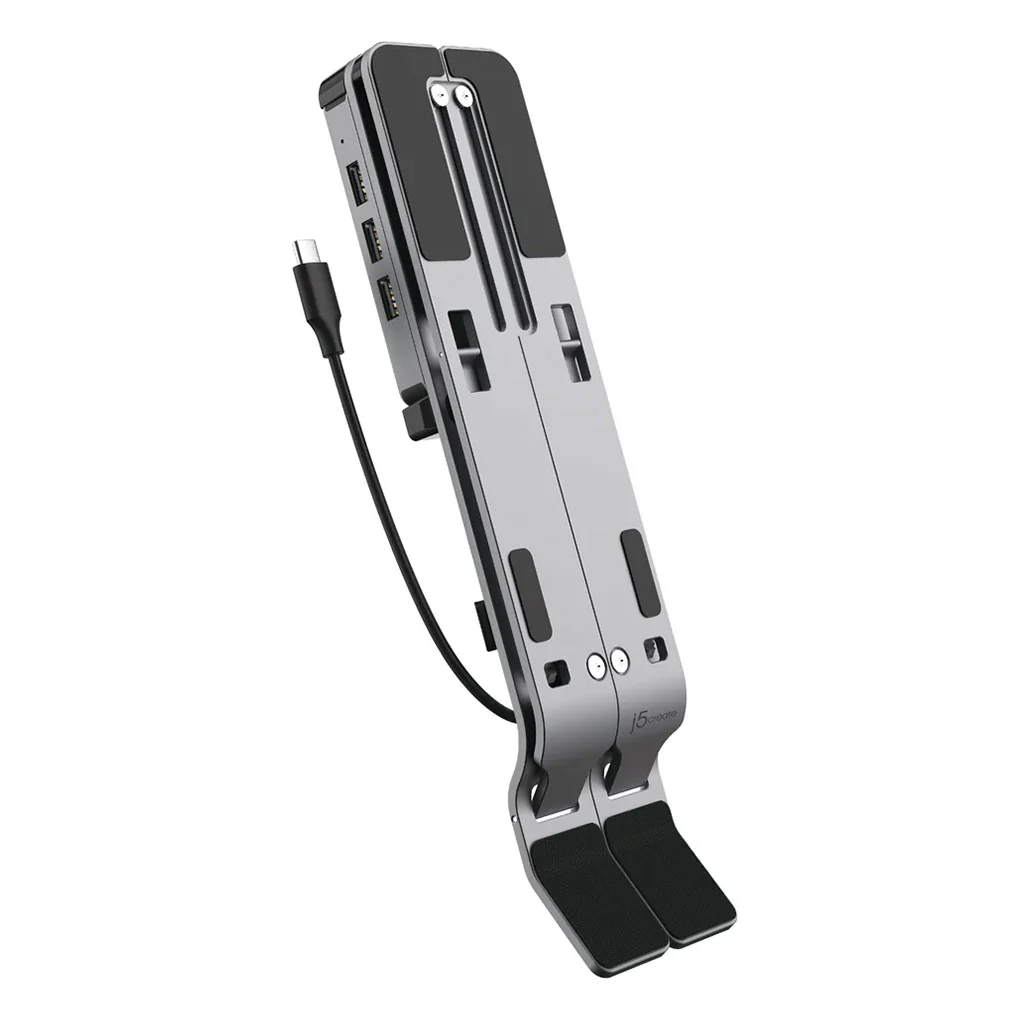 J5Create Laptop Stand with USB 4-Port Hub - Adjustable Aluminum Stand with Integrated USB-C Hub - Image 2