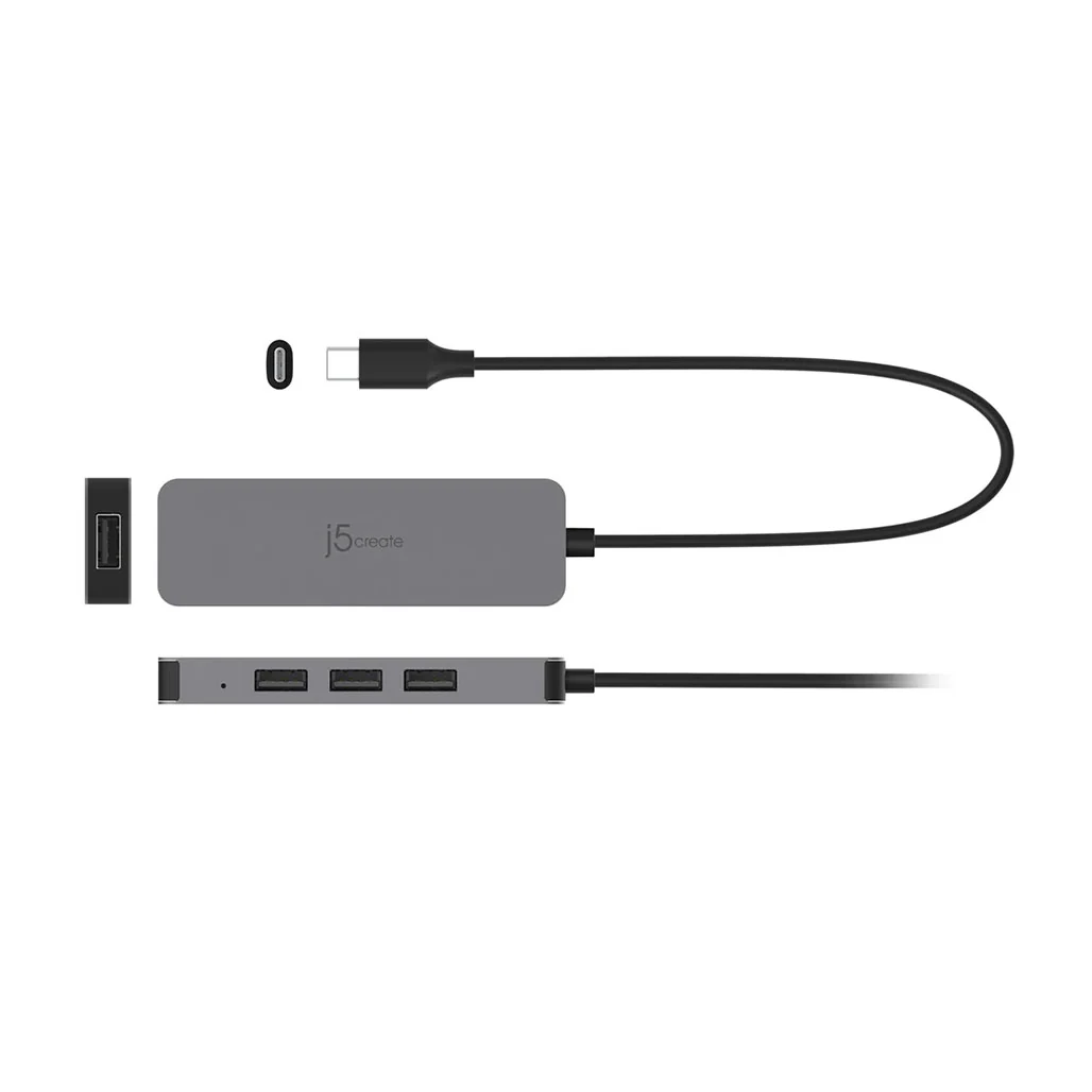 J5Create Laptop Stand with USB 4-Port Hub - Adjustable Aluminum Stand with Integrated USB-C Hub - Image 3