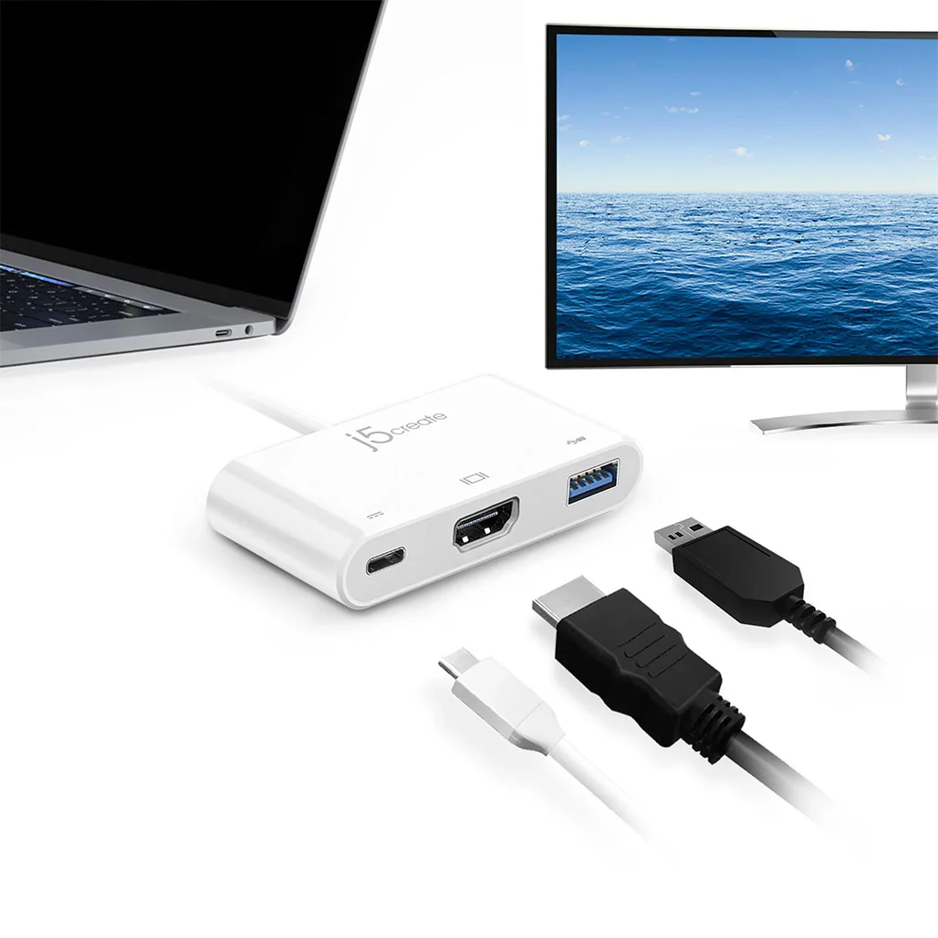 J5Create USB-C to HDMI™ & USB 3.0 Adapter with Power Delivery - JCA379 | 4K Resolution & 5 Gbps Data Transfer - Image 3