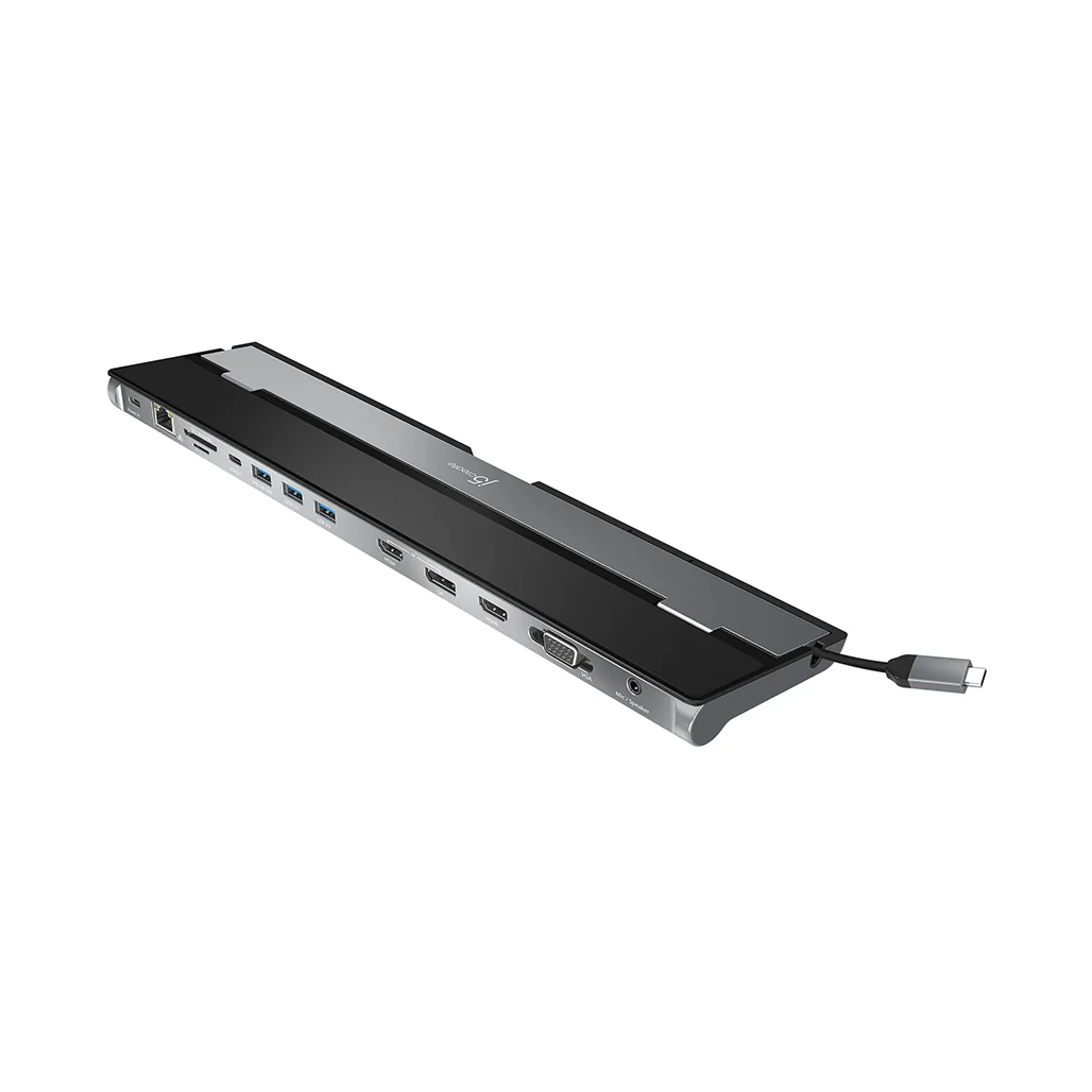 J5Create USB-C Triple Display Docking Station JCD543 | 4K HDMI, VGA, & DisplayPort™ Outputs | 100W Power Delivery - Image 2