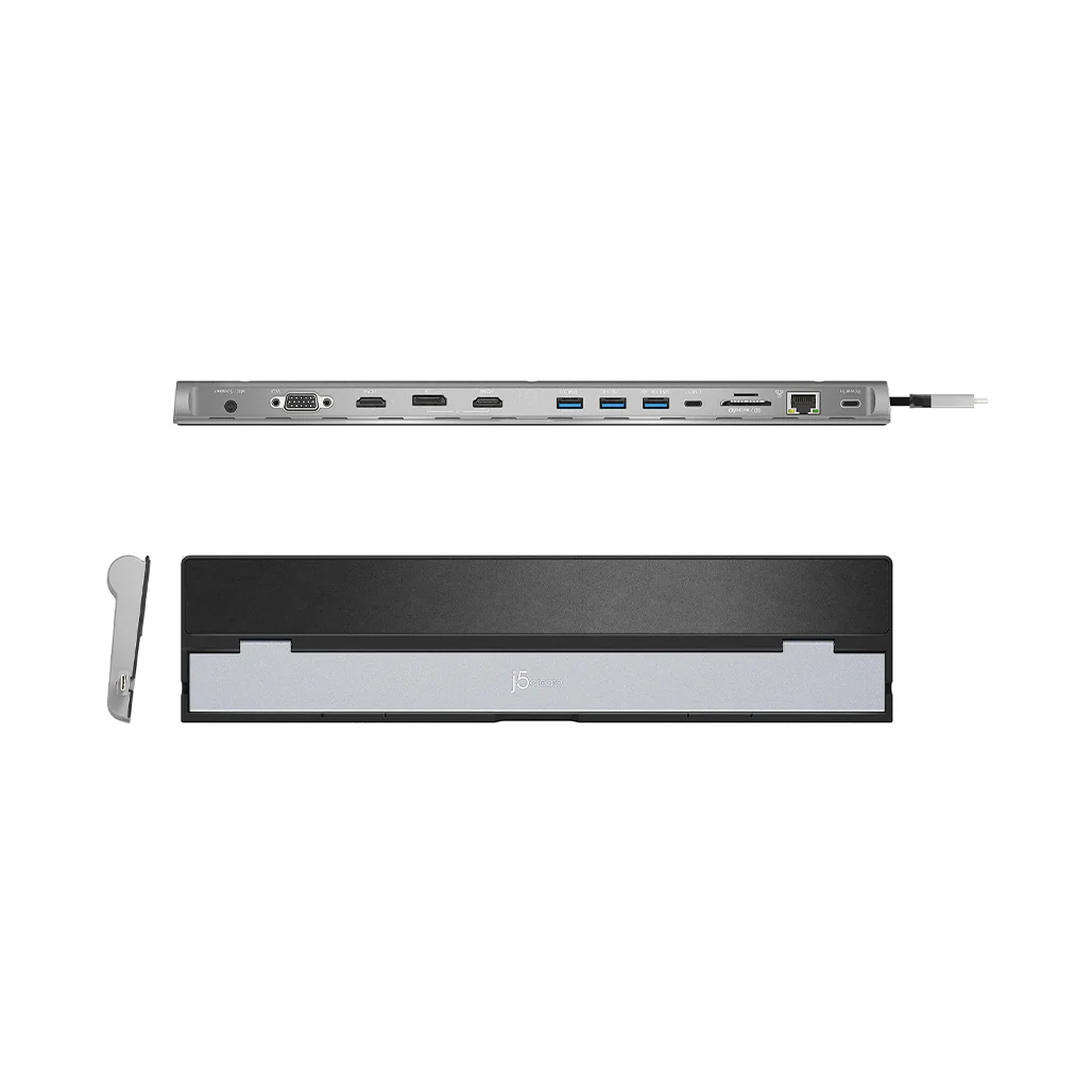 J5Create USB-C Triple Display Docking Station JCD543 | 4K HDMI, VGA, & DisplayPort™ Outputs | 100W Power Delivery - Image 4