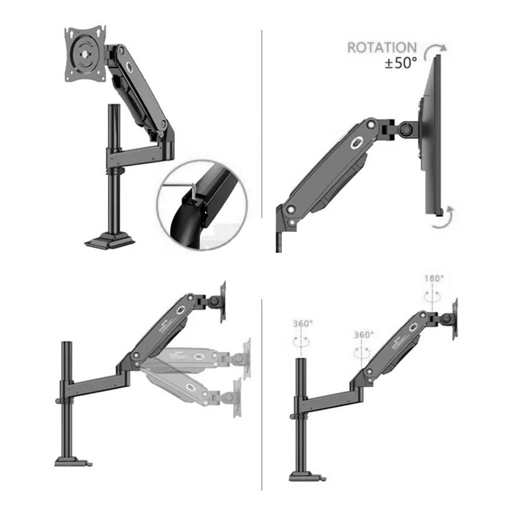 KALOC DH100B Single Monitor Arm with Internal Gas Spring 17–33" Screen Mount - Image 4