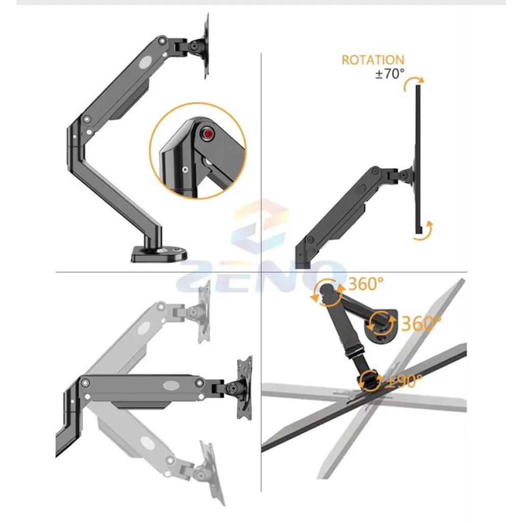 Kaloc/Zeno M8 Adjustable Monitor Arm - Flexible and Ergonomic Solution for 15 to 30-Inch Screens - Image 2