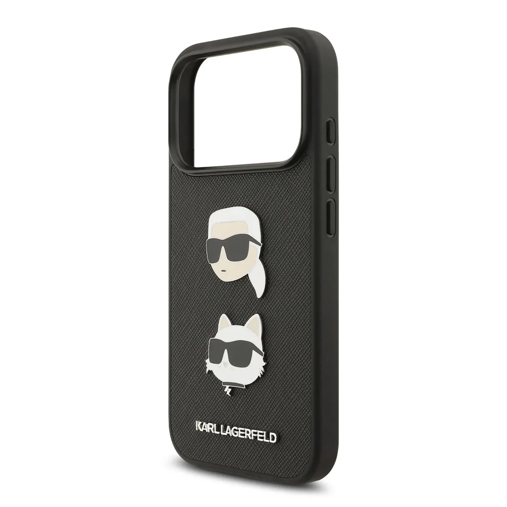 Karl Lagerfeld Full Wrapped Saffiano Leather Case with Karl & Choupette Head Pins for iPhone 17 Pro - Image 4