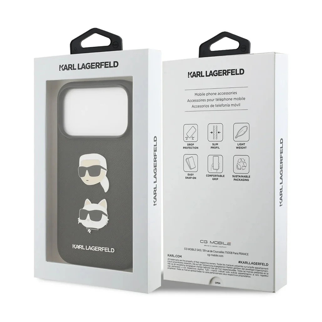 Karl Lagerfeld Full Wrapped Saffiano Leather Case with Karl & Choupette Head Pins for iPhone 17 Pro - Image 7