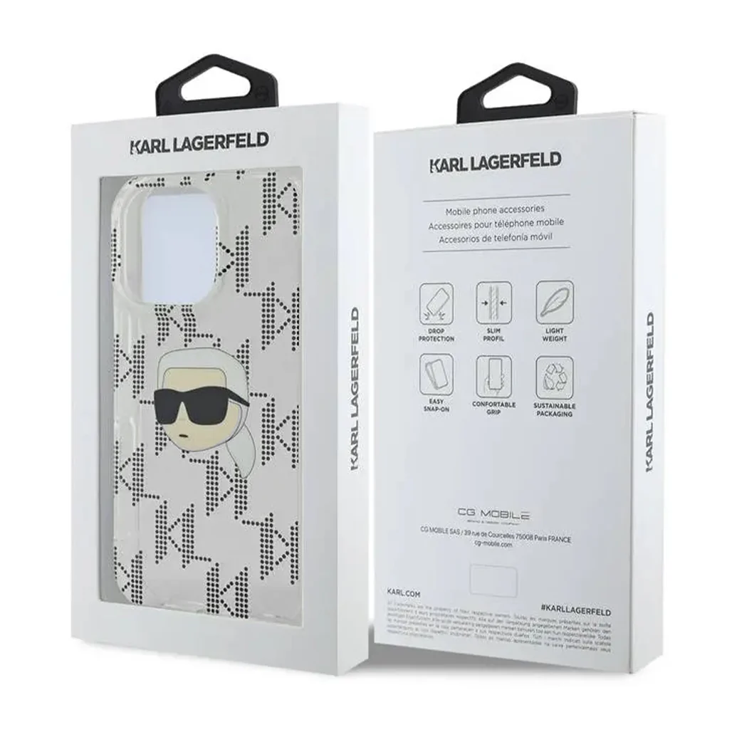 Karl Lagerfeld IML Electroplated Hard Case with Karl Head & Monogram Design for iPhone 16 Pro Max – Luxury and Durable Protection - Image 8