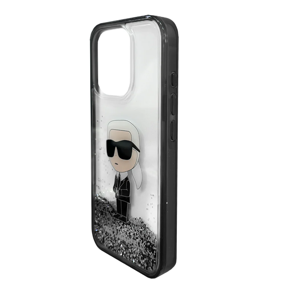 Karl Lagerfeld Liquid Glitter Hard Case with Ikonik Logo for iPhone 16 Pro – Slim, Stylish, and Durable Protection - Image 2
