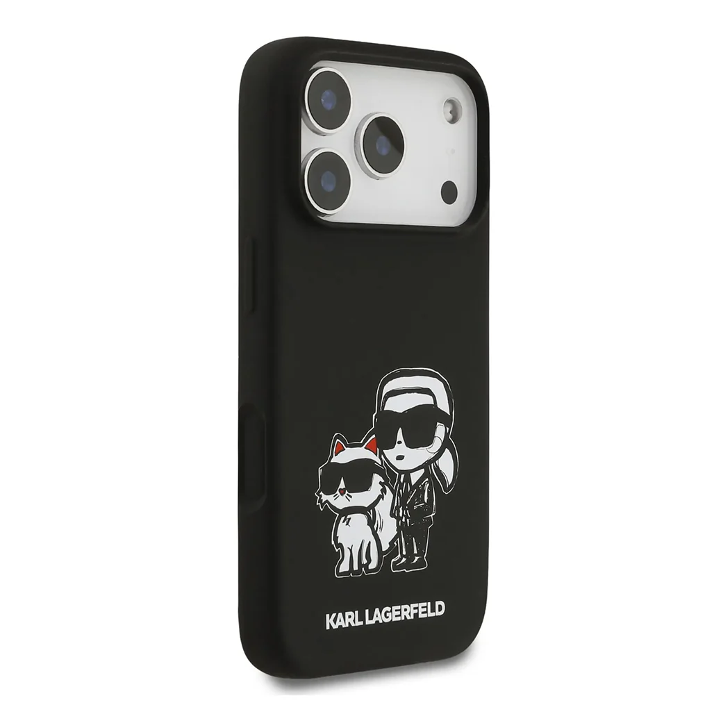 Karl Lagerfeld Liquid Silicone iPhone 17 Pro Max Case with Karl & Choupette Sketch - Image 4