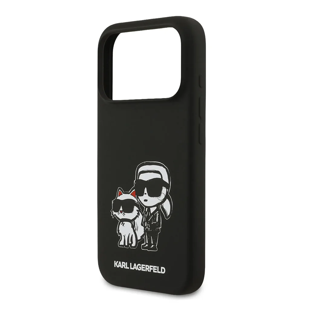 Karl Lagerfeld Liquid Silicone iPhone 17 Pro Max Case with Karl & Choupette Sketch - Image 5