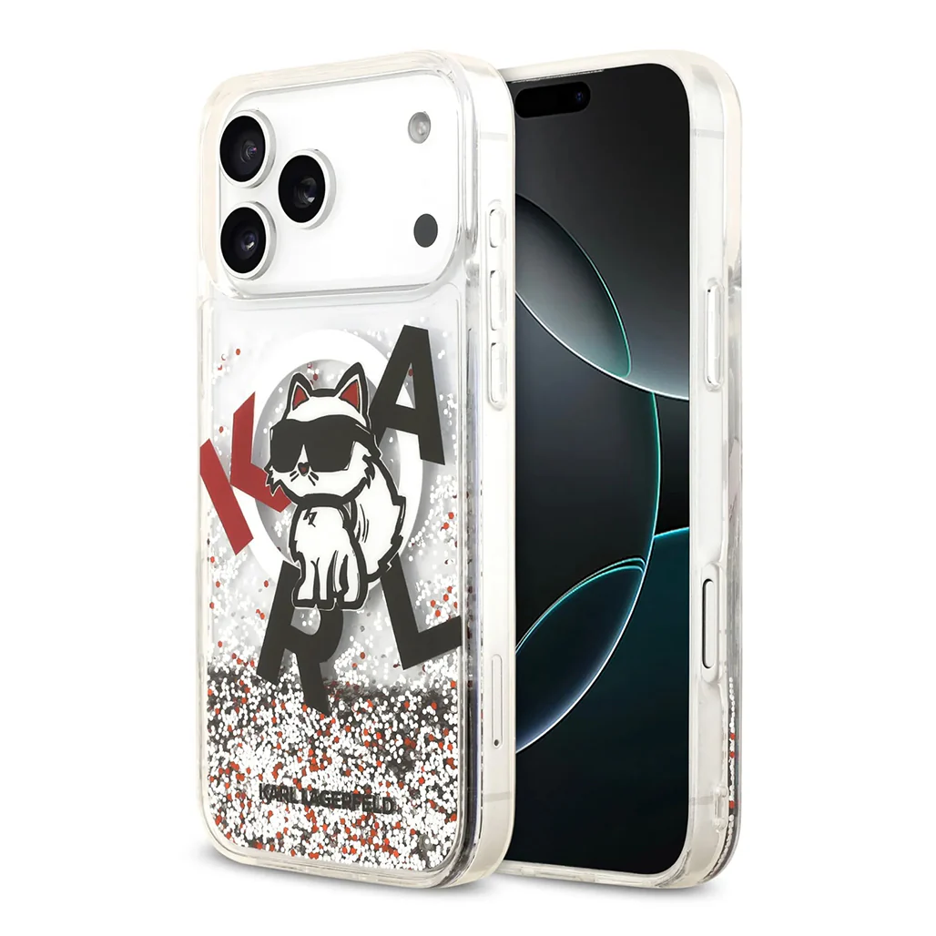 Karl Lagerfeld MagSafe Liquid Glitter Case with Scattered Choupette Logo for iPhone 17 Pro Max - Image 2