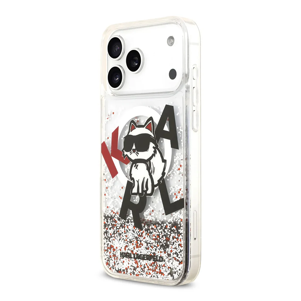 Karl Lagerfeld MagSafe Liquid Glitter Case with Scattered Choupette Logo for iPhone 17 Pro Max - Image 3