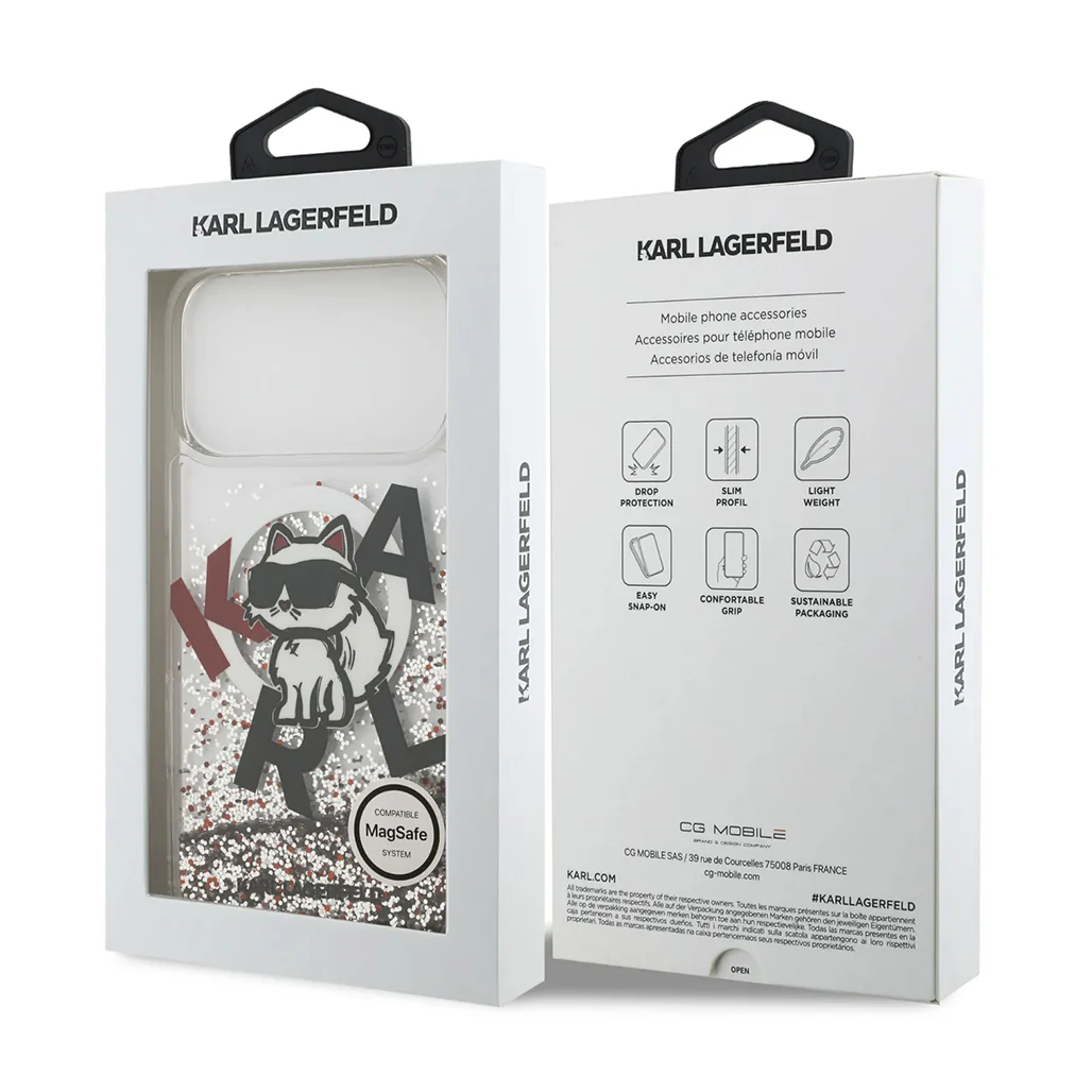Karl Lagerfeld MagSafe Liquid Glitter Case with Scattered Choupette Logo for iPhone 17 Pro Max - Image 6
