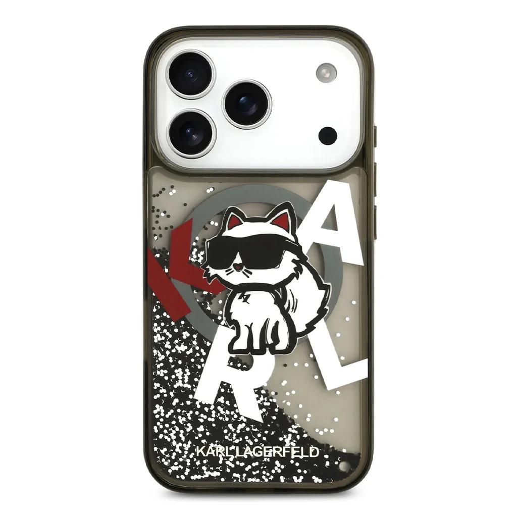 Karl Lagerfeld MagSafe Liquid Glitter Case with Scattered Choupette Logo for iPhone 17 Pro Max - Image 8
