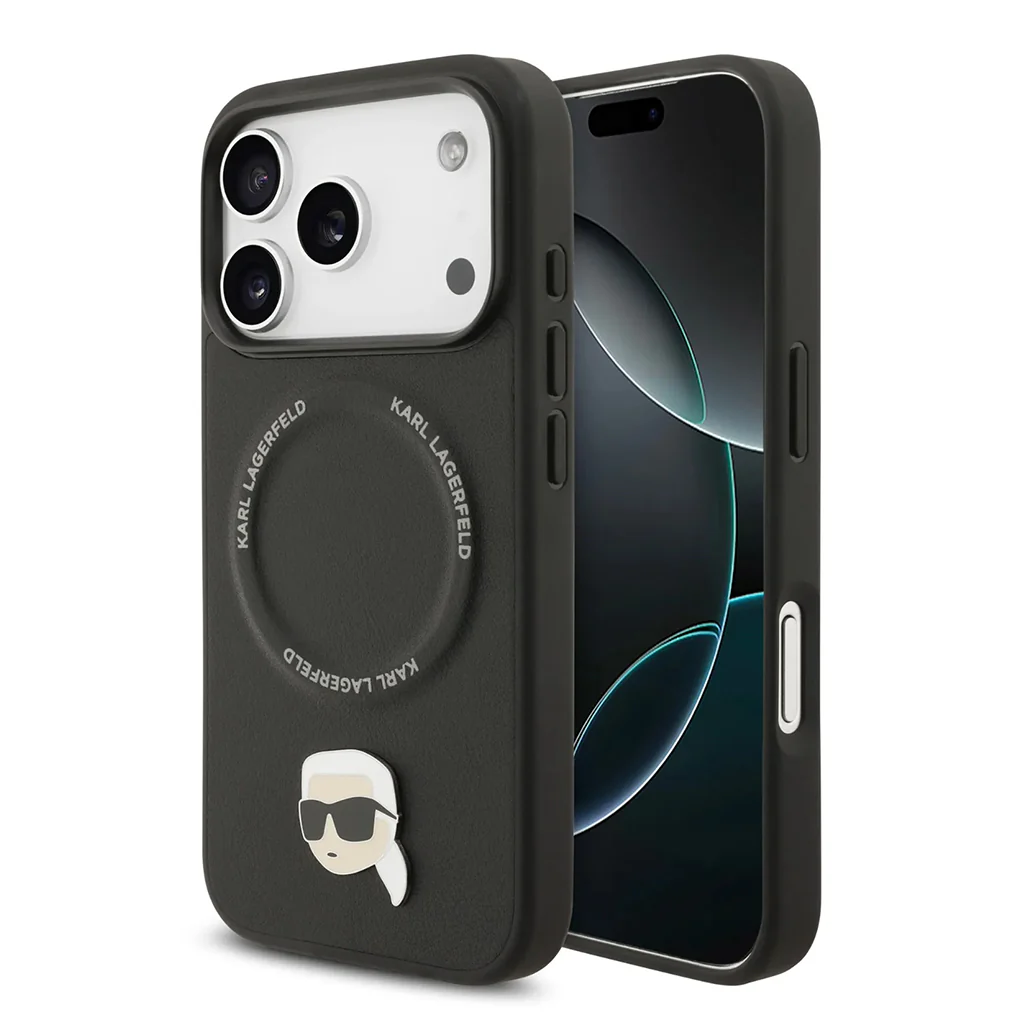 Karl Lagerfeld PU Leather Case with Karl Head Pins for iPhone 17 Pro Max - Image 2