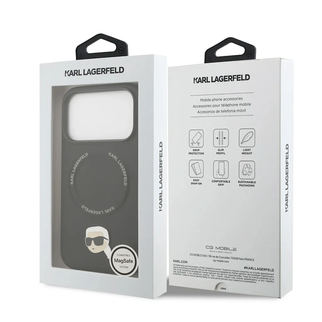 Karl Lagerfeld PU Leather Case with Karl Head Pins for iPhone 17 Pro Max - Image 7