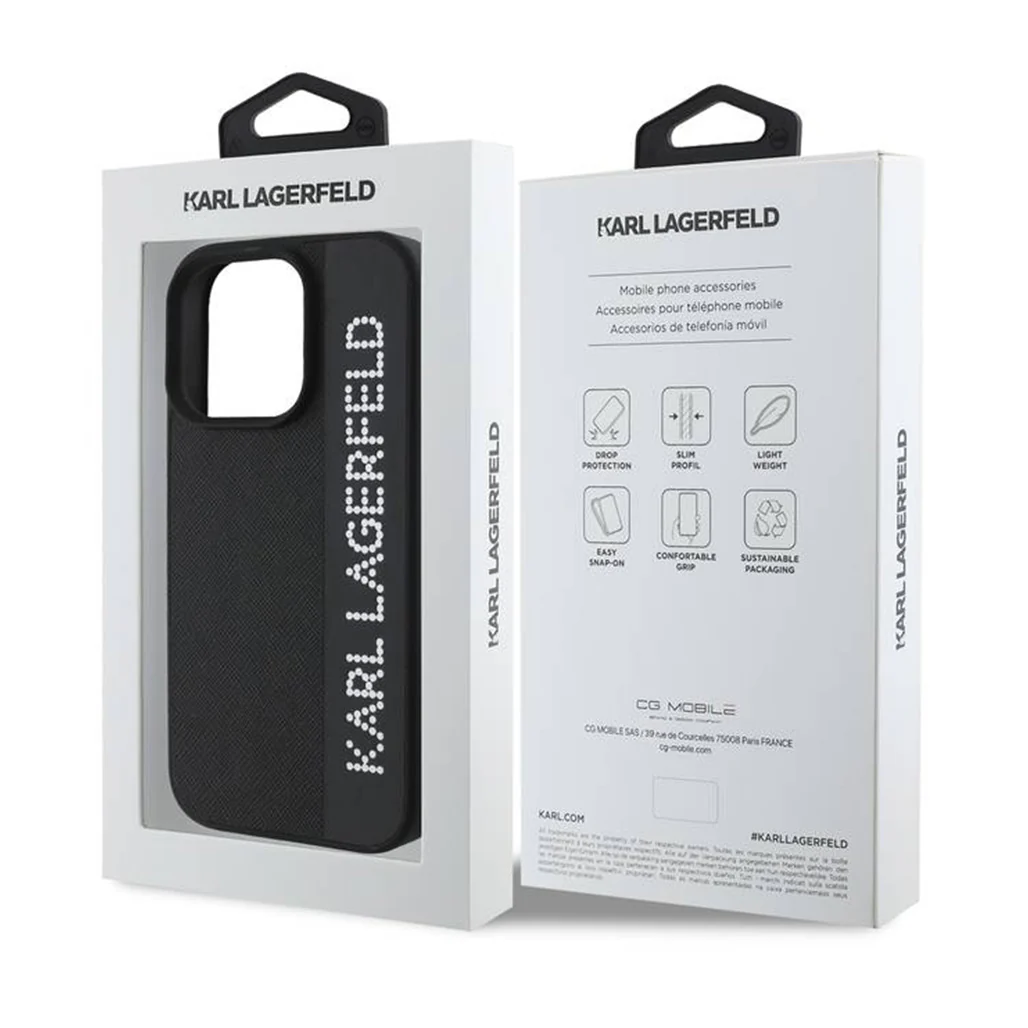 Karl Lagerfeld Saffiano Leather Hard Case for iPhone 16 Pro - Premium Protection with Iconic Elongated Logo Design - Image 7