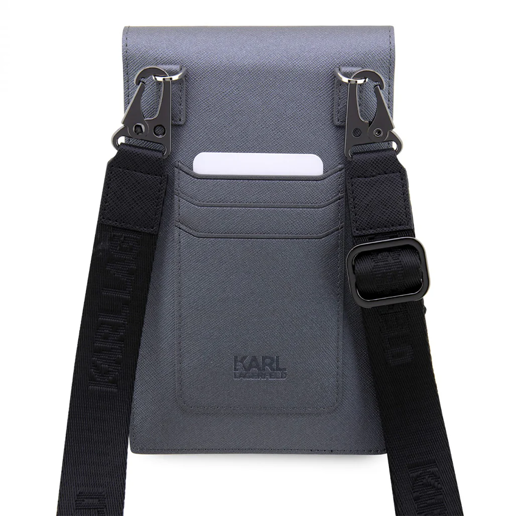 Karl Lagerfeld Saffiano Karl&Choupette Universal Phone Pouch with Strap – Designer Bag with Card Slots for Everyday Use - Image 10