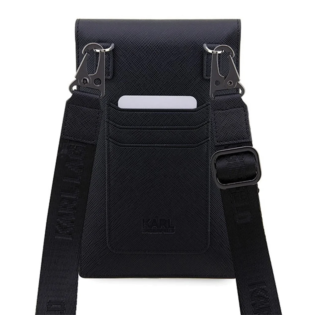 Karl Lagerfeld Saffiano Karl&Choupette Universal Phone Pouch with Strap – Designer Bag with Card Slots for Everyday Use - Image 5