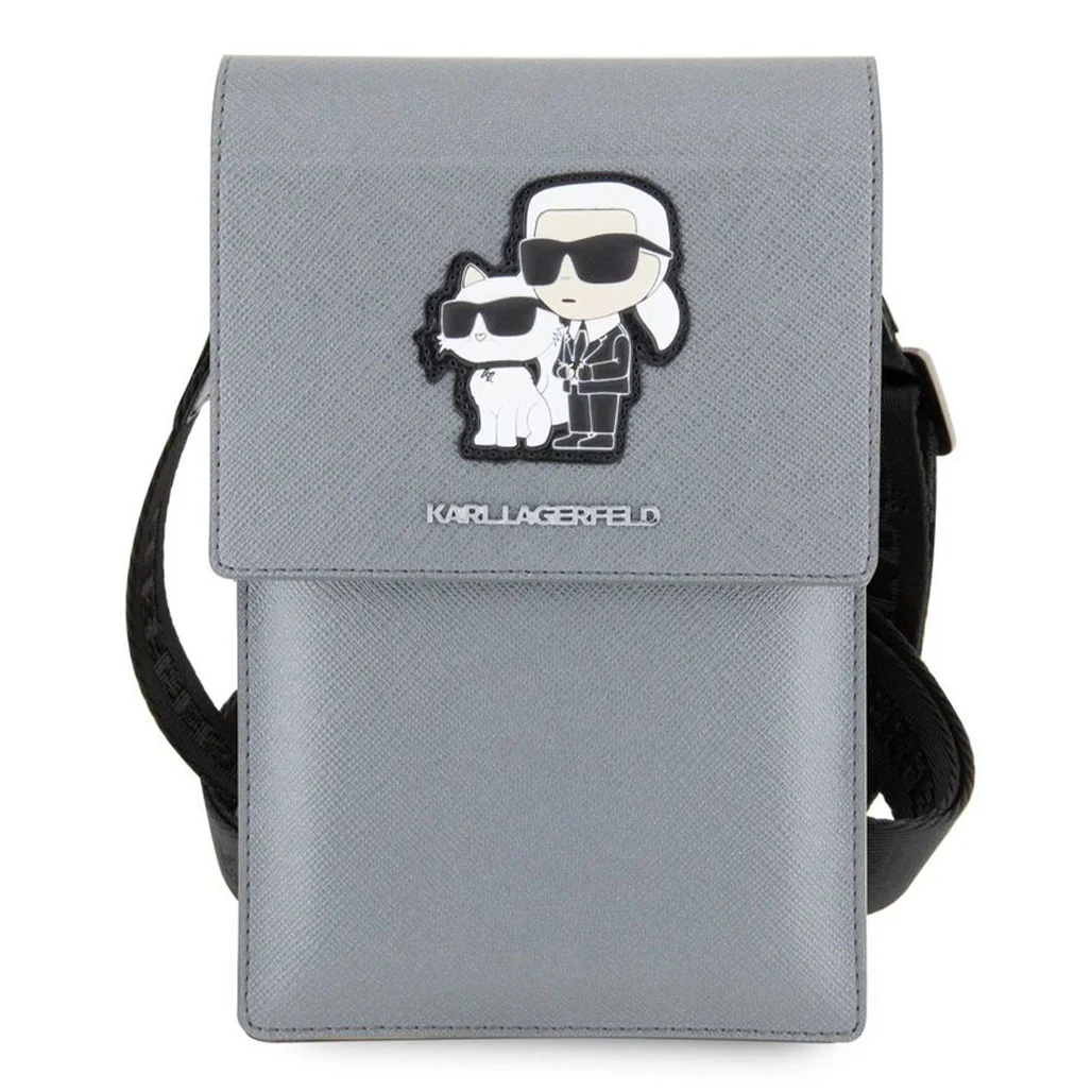 Karl Lagerfeld Saffiano Karl&Choupette Universal Phone Pouch with Strap – Designer Bag with Card Slots for Everyday Use - Image 6