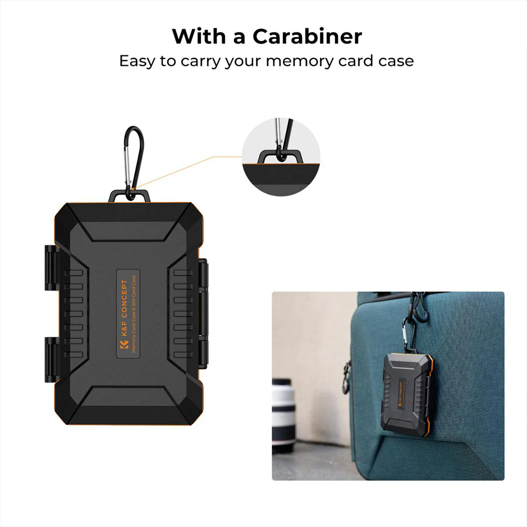 K&F Concept Memory Card Case – 25-Slot Shockproof Storage for SD, CF, CFexpress, Micro SD, SIM Cards - Image 3